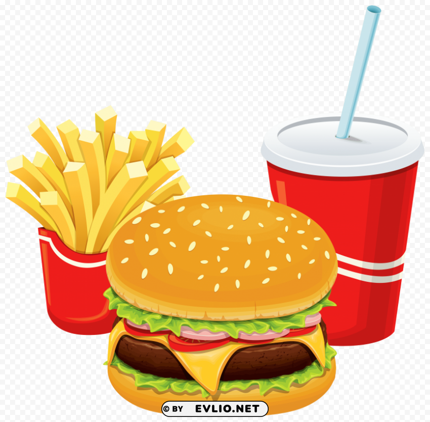 hamburger fries and cola PNG Graphic with Transparent Background Isolation
