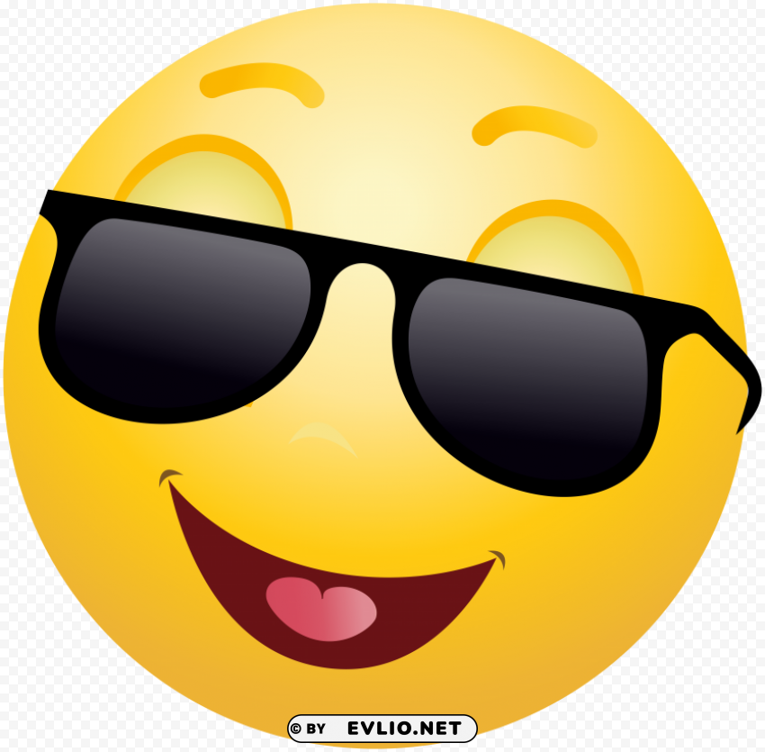 smiling emoticon with sunglasses Isolated Graphic with Clear Background PNG