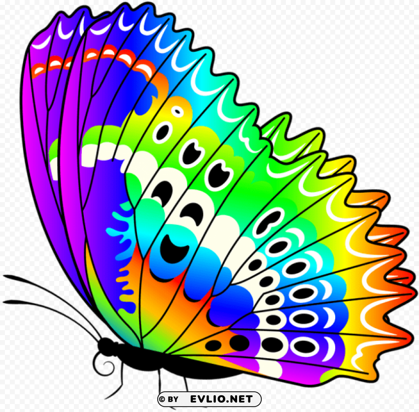 Colorful Butterfly Transparent Clean Background Isolated PNG Icon