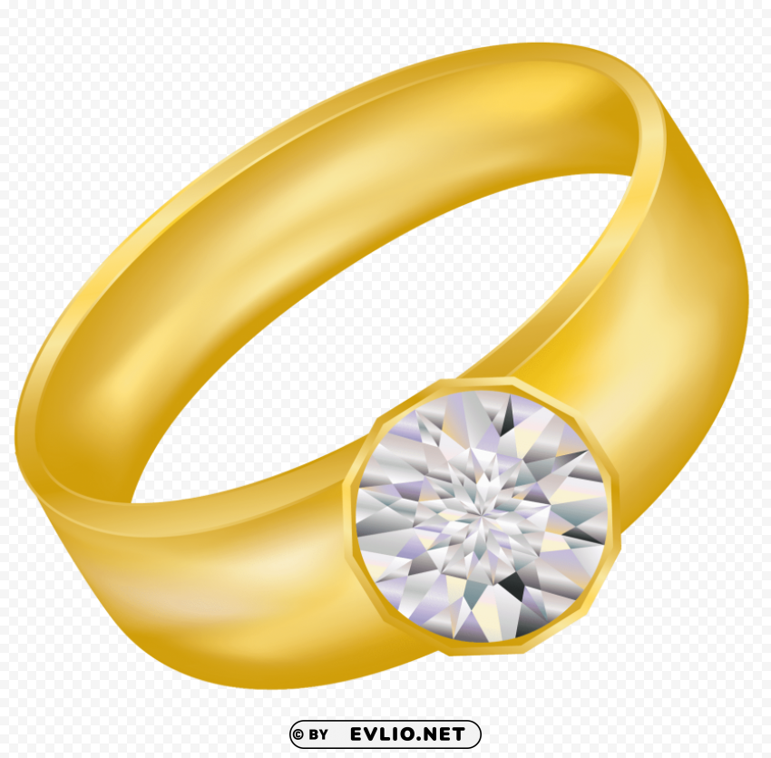 gold ring with diamond PNG for use