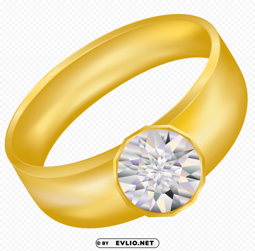 Gold Ring With Diamond PNG For Use