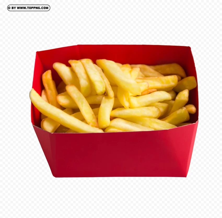 Isolated French Potatoes Red Cardboard Box in White Transparent background PNG images comprehensive collection - Image ID 04c3fa1f