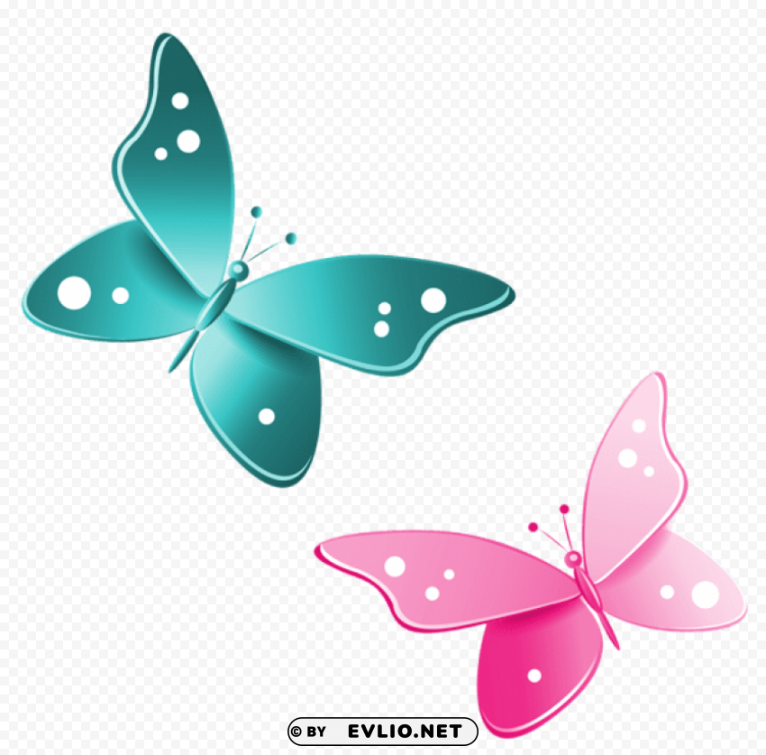 blue and pink butterflies HighQuality Transparent PNG Element