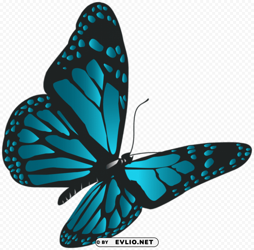 Blue Butterfly Isolated Object With Transparency In PNG