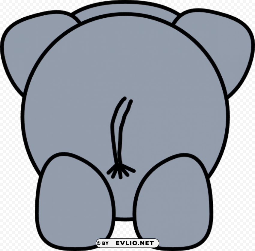 Cartoon Elephant From Behind ClearCut PNG Isolated Graphic