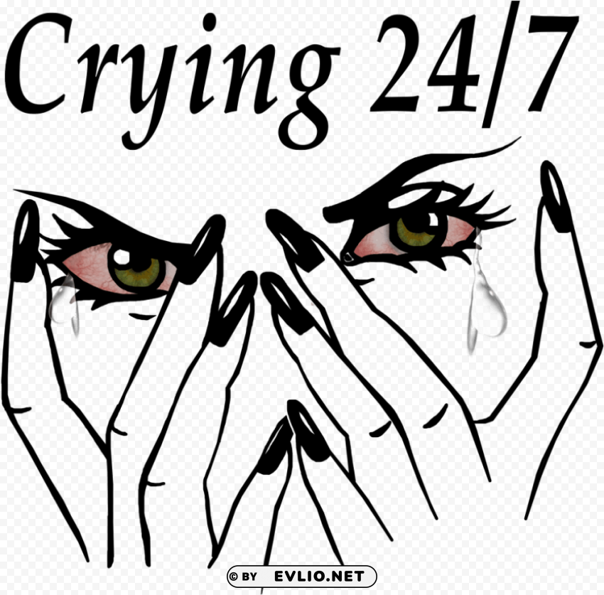 crying 24 7 CleanCut Background Isolated PNG Graphic