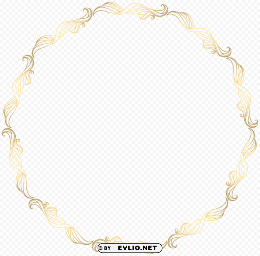 floral gold round border transparent PNG Image Isolated with High Clarity