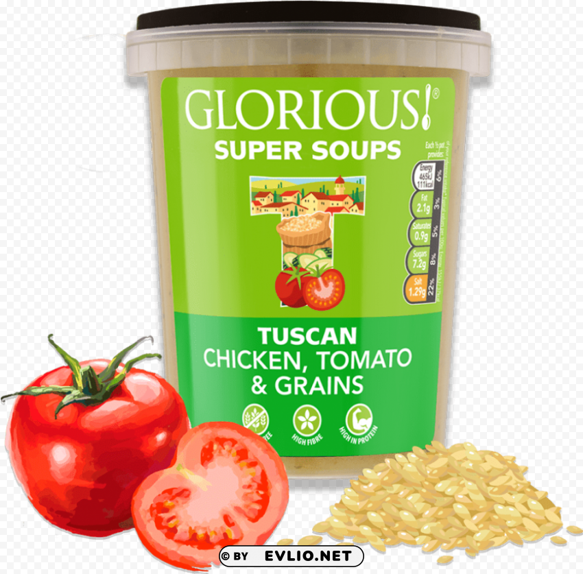 glorious tuscan chicken tomato & grains soup Transparent PNG vectors