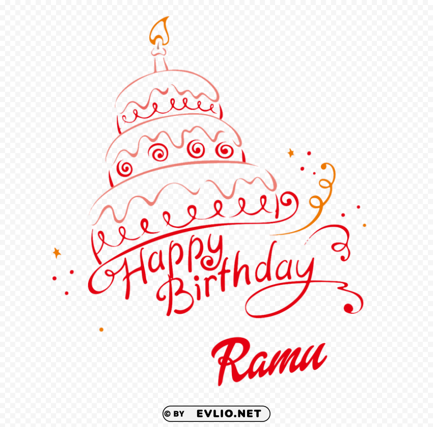 ramu happy birthday name Clear Background PNG Isolated Graphic Design