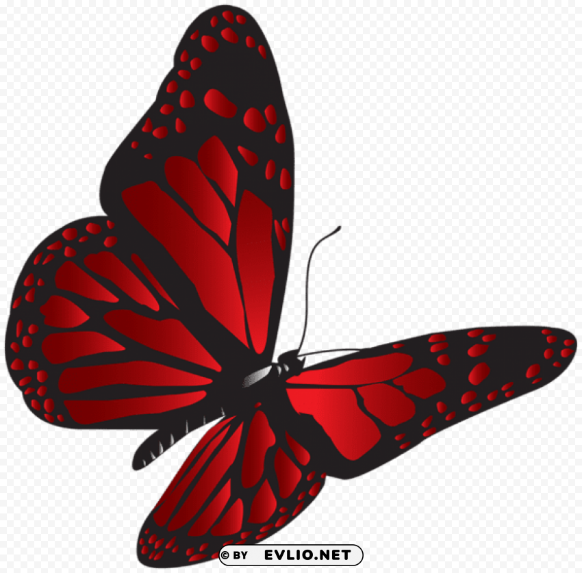 Red Butterfly Isolated PNG Object With Clear Background