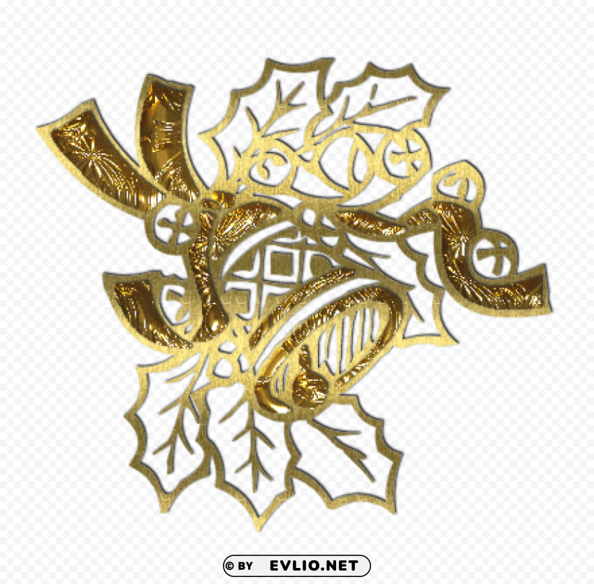  gold christmas bell decoration Isolated Design on Clear Transparent PNG