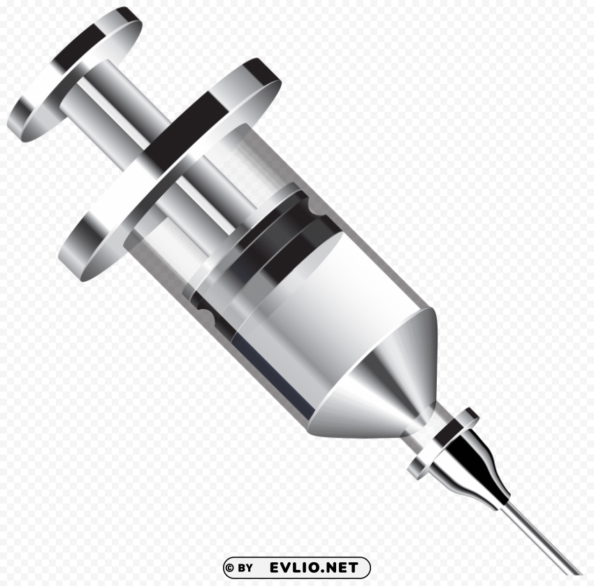 metal syringe Isolated Artwork with Clear Background in PNG