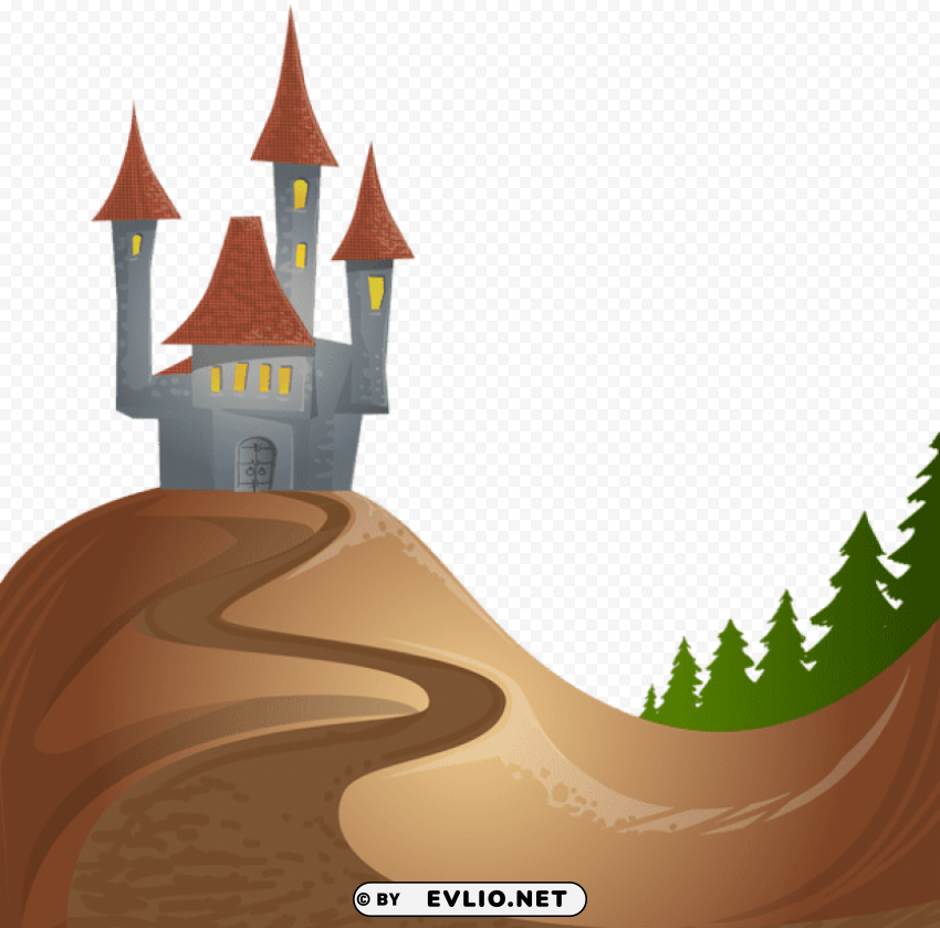 castle on hill free Isolated Icon on Transparent Background PNG clipart png photo - c3a0ff67