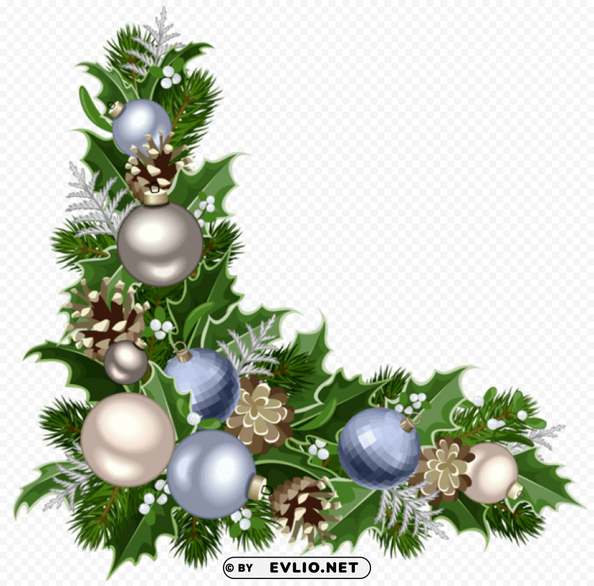 christmas deco corner with decorations Clear Background PNG Isolated Illustration