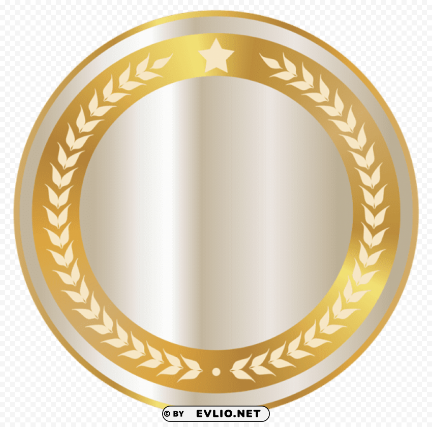 white seal badge with gold decor HighResolution PNG Isolated Artwork