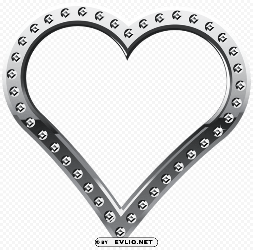 heart border silver Transparent PNG Isolated Item with Detail
