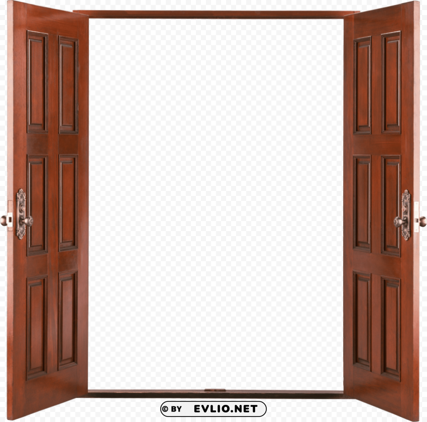 open wooden door Transparent Background Isolation of PNG