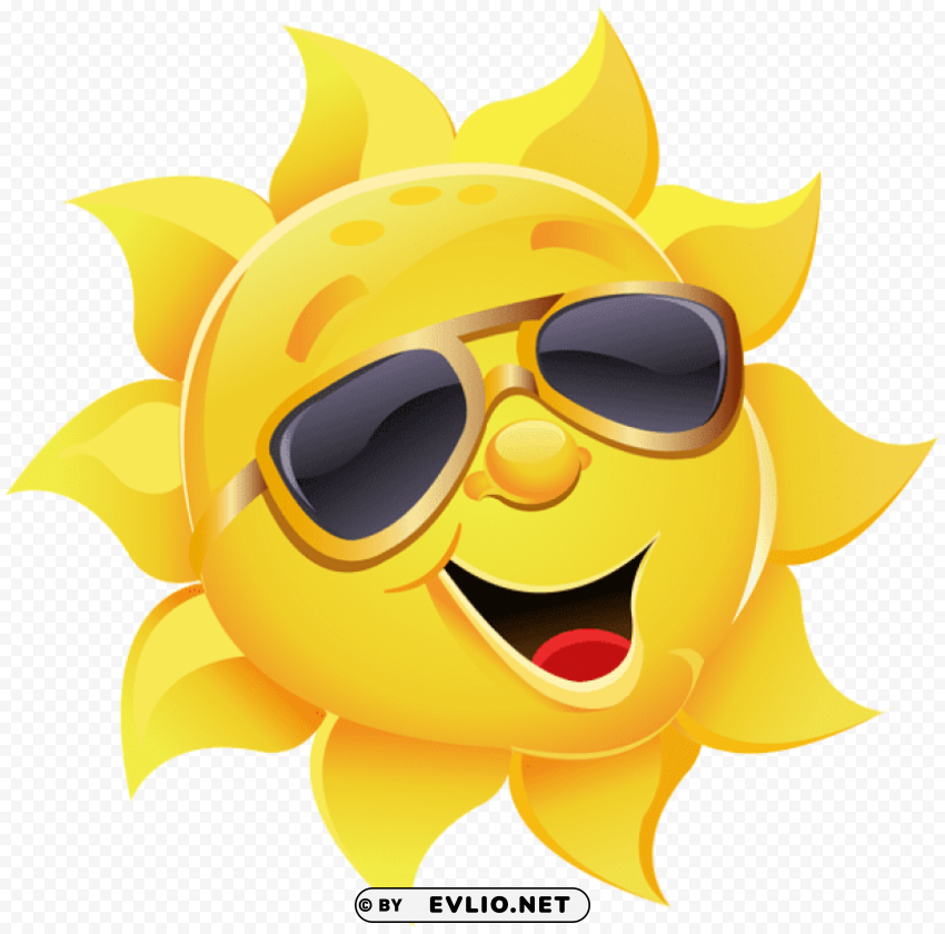 sun with sunglasses Transparent PNG images bundle