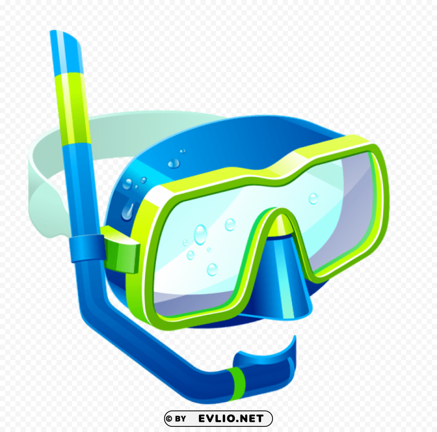 transparent blue snorkel mask PNG without watermark free