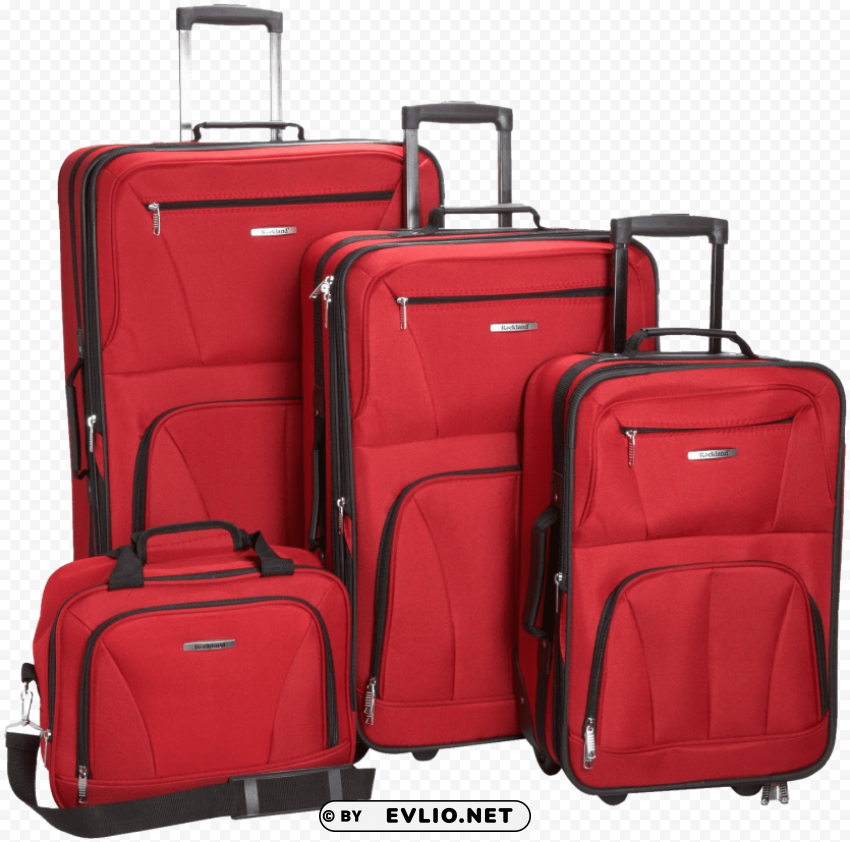 four suitcase Isolated Design on Clear Transparent PNG