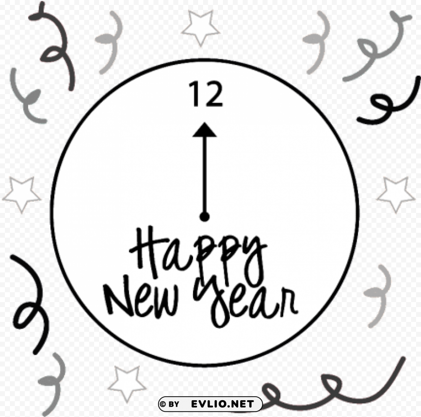 new years eve clock Isolated Item on Clear Background PNG