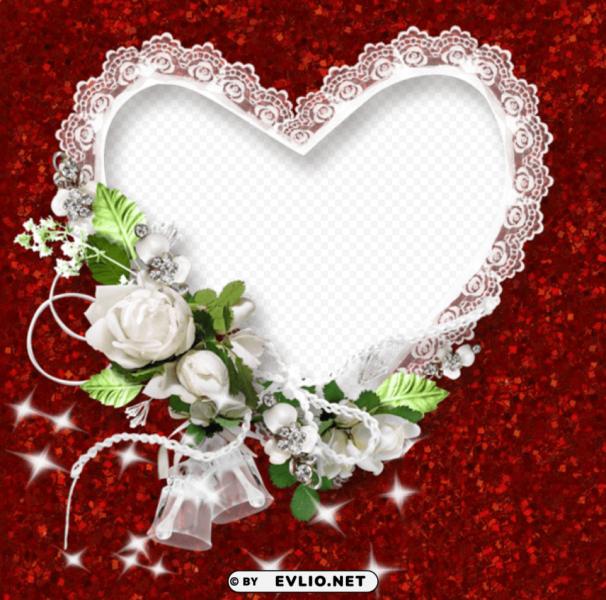 red and white frame with heart and roses Free PNG images with transparent layers