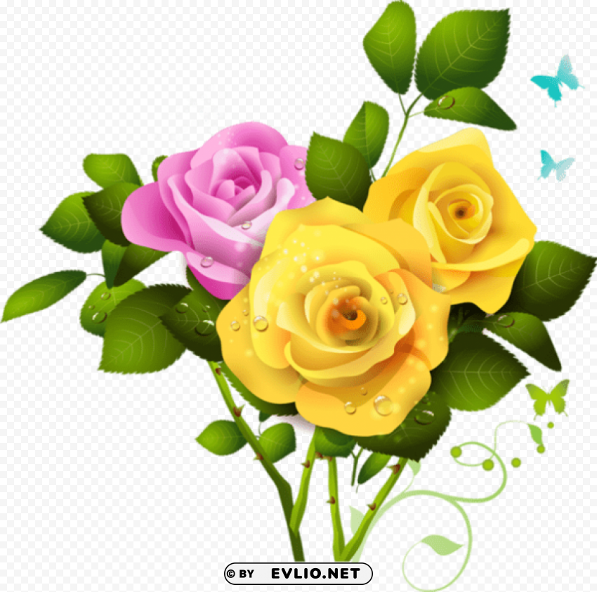 yellow and pink rose bouquet Free PNG images with clear backdrop