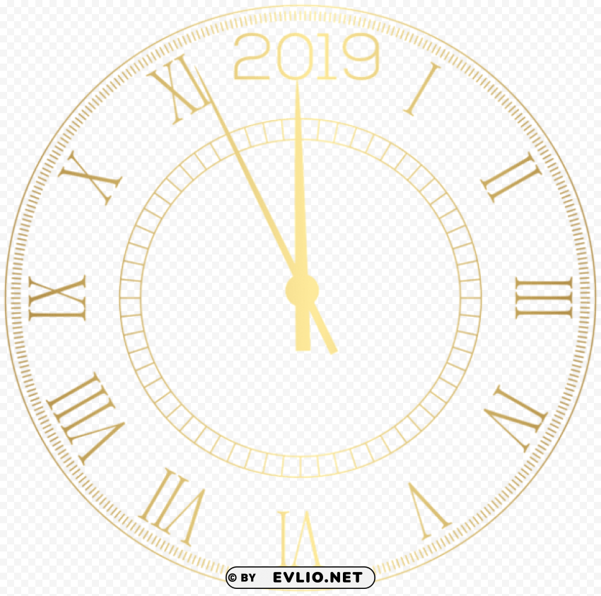 2019 decorative new year clock PNG with no background diverse variety