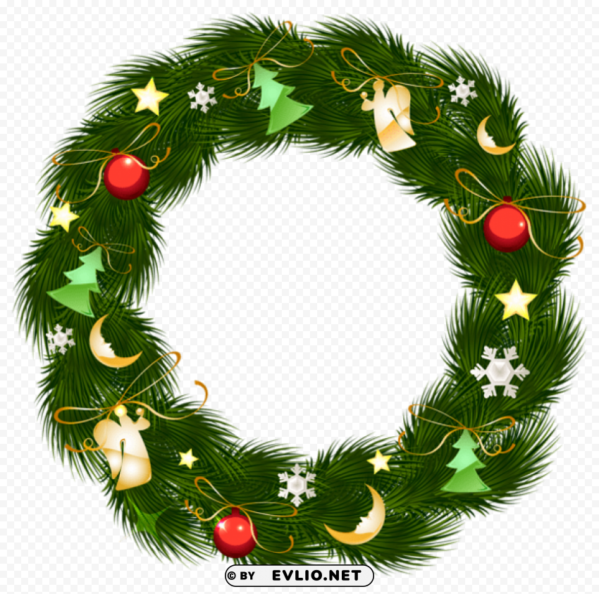 christmas wreath with ornaments PNG with Isolated Object and Transparency