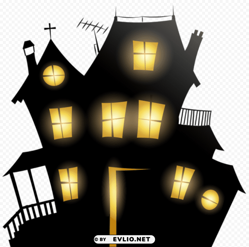 halloween black house PNG Isolated Subject with Transparency