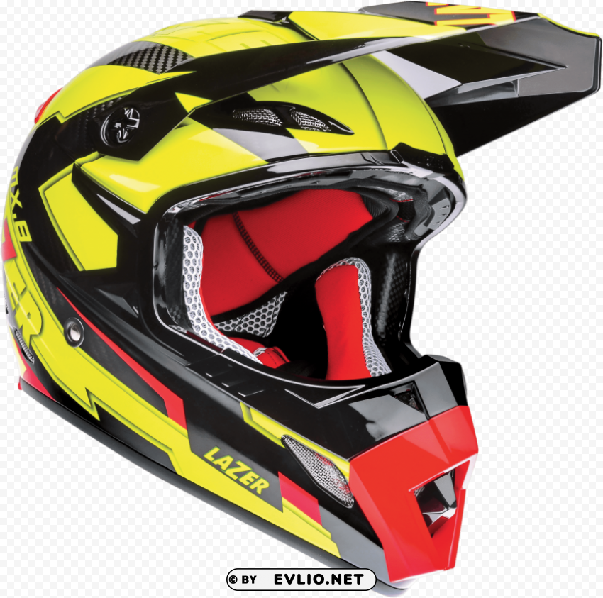 motorcycle helmet lazer mx8 geotech pc black carbon yellow fluo red PNG file with no watermark
