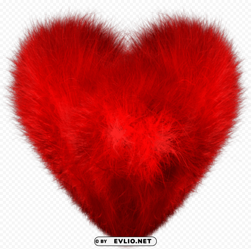 red fuzzy heartpicture PNG Graphic Isolated on Transparent Background