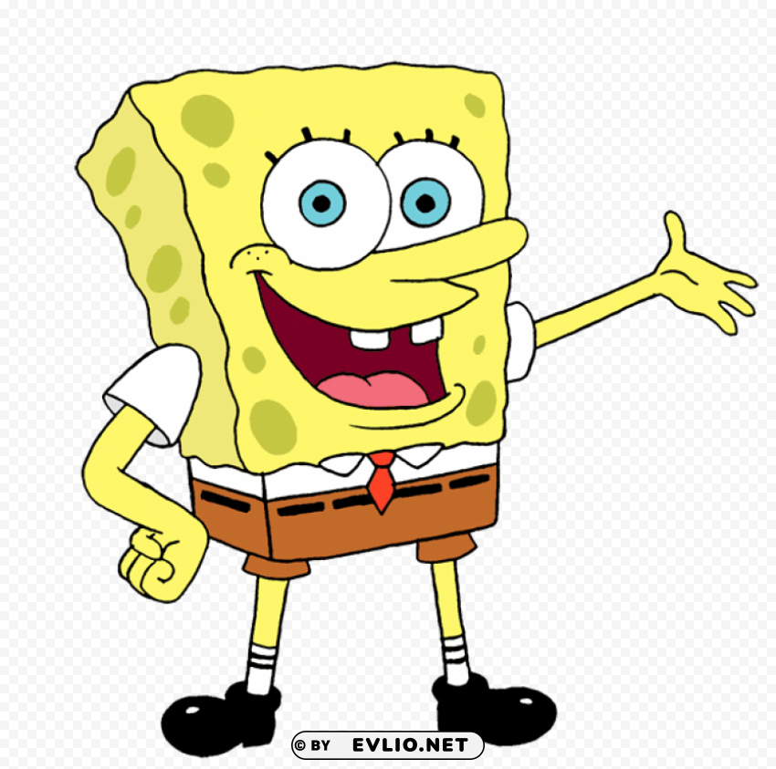 spongebob showing Clear Background PNG with Isolation