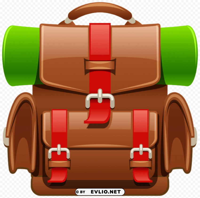brown tourist backpack PNG Image with Isolated Element
