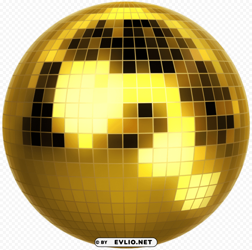 gold disco ball ClearCut Background PNG Isolated Element