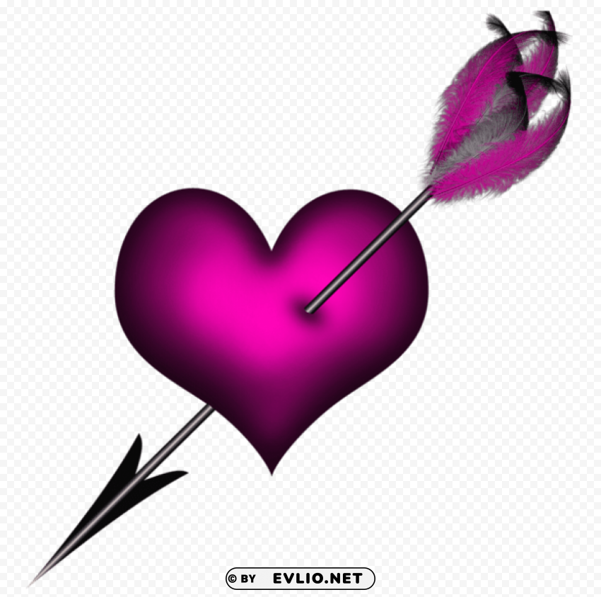  pink heart with arrow Isolated Artwork on Transparent Background