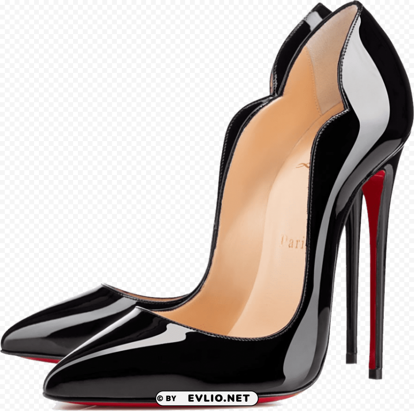 Black Louboutin Ladys PNG Graphic Isolated On Clear Backdrop