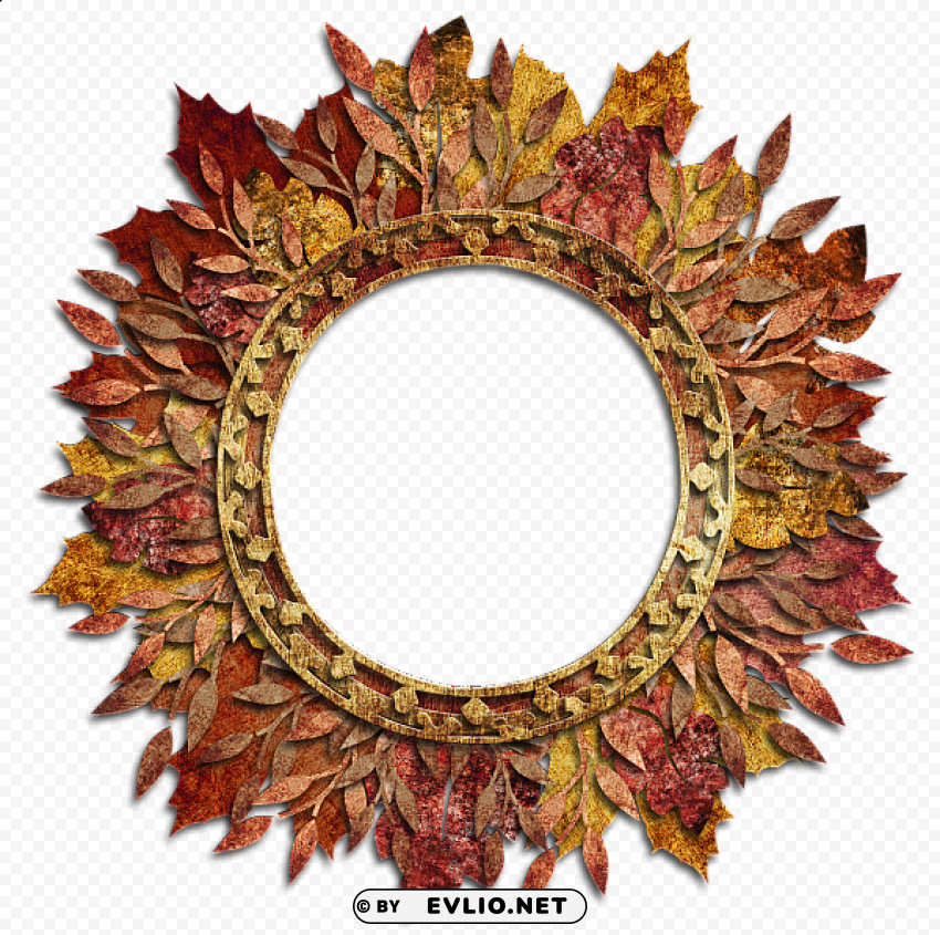 round autum frame Clear Background Isolated PNG Object