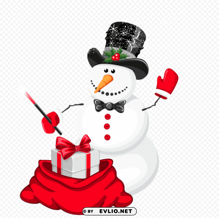 christmas snowman magician PNG transparent artwork