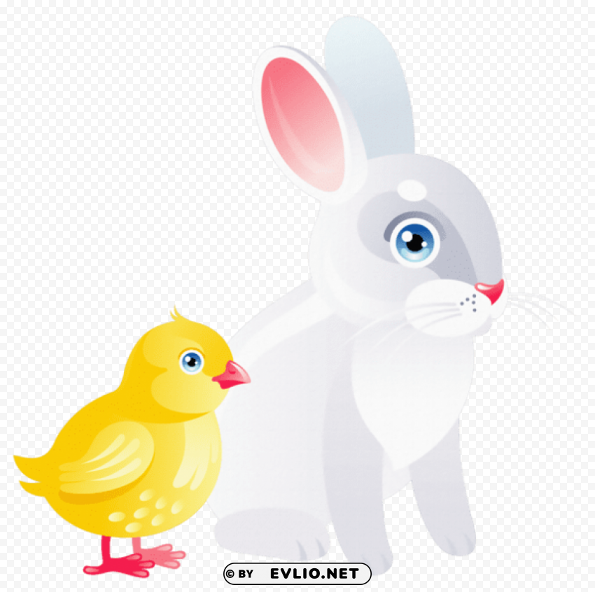 easter chicken and bunny Transparent PNG Isolated Design Element