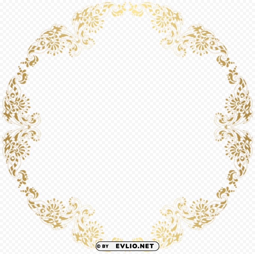 floral gold round border PNG Image Isolated on Transparent Backdrop