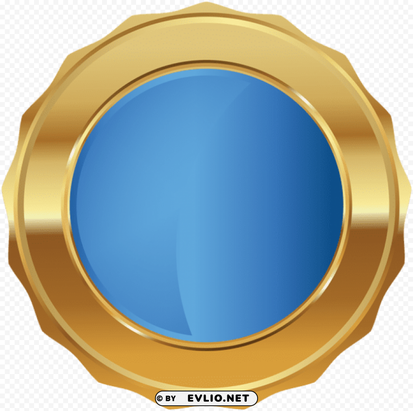 gold blue seal badge ClearCut Background Isolated PNG Design