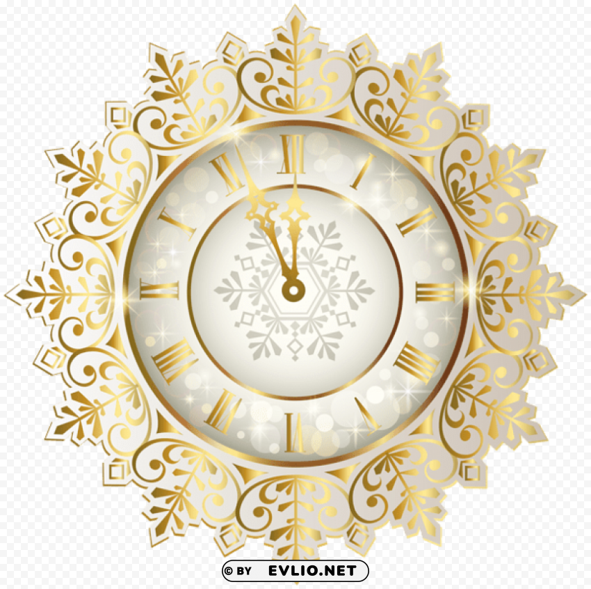 Gold New Year Clock Transparent PNG Images Collection