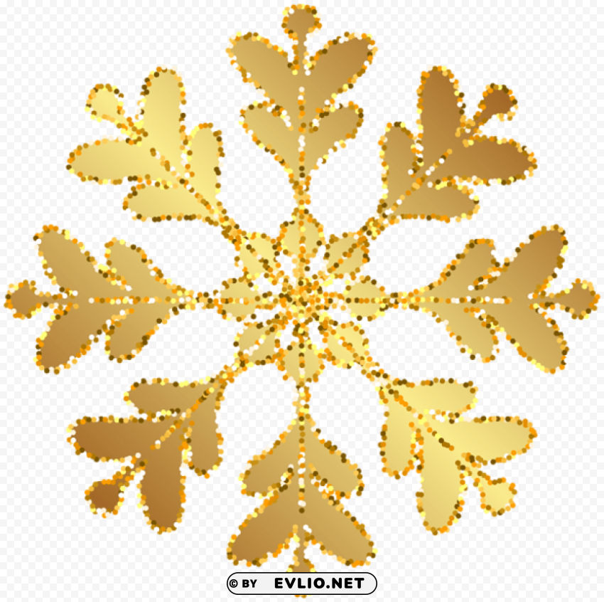 gold snowflake transparent Clean Background Isolated PNG Design