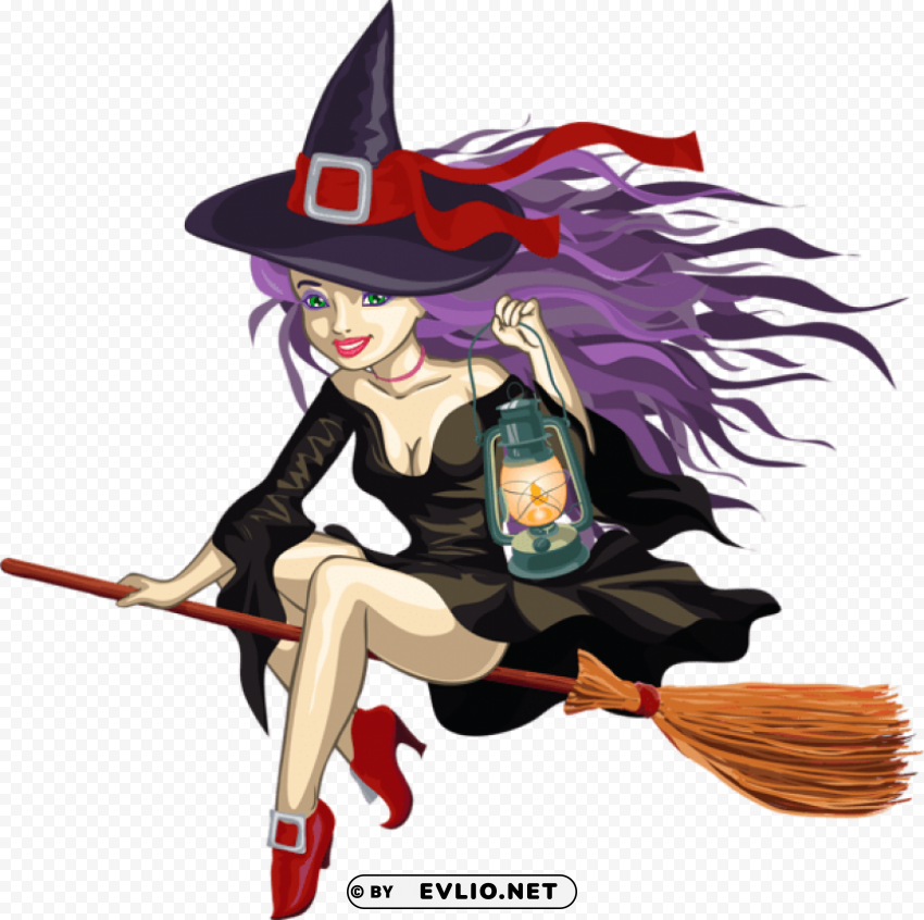 Witch With Lantern Transparent PNG Vectors