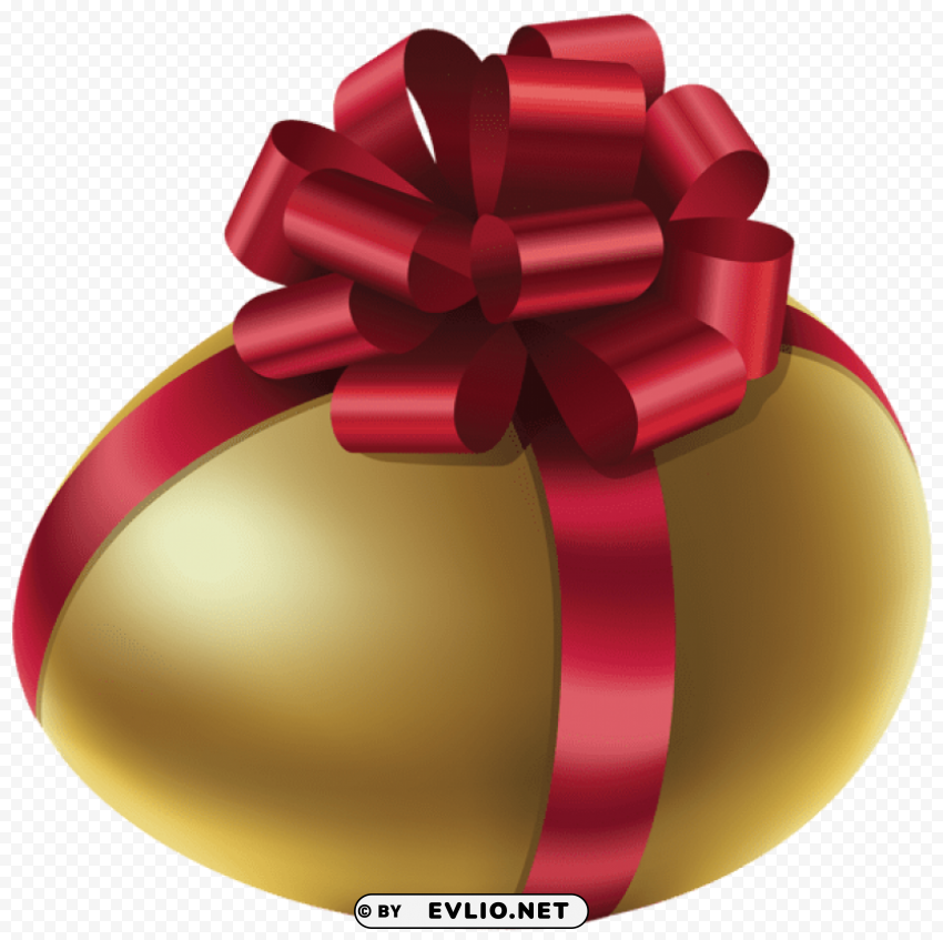 easter golden egg with red bow PNG graphics with alpha transparency broad collection