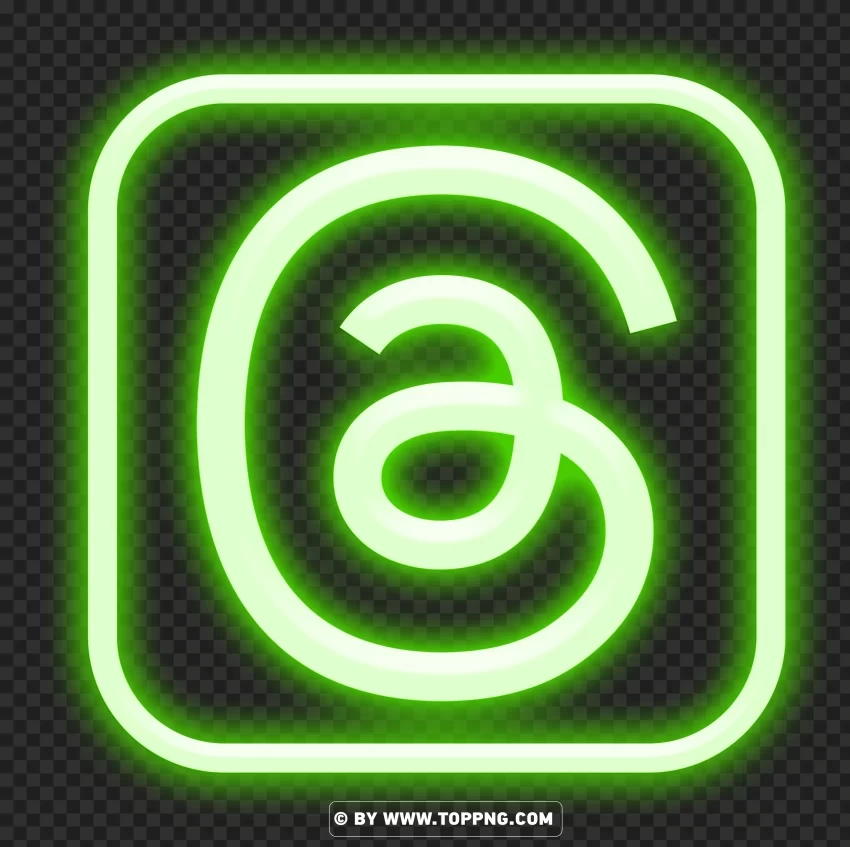 facebook Threads Instagram Green Neon App Logo Icon Isolated Graphic on Clear PNG