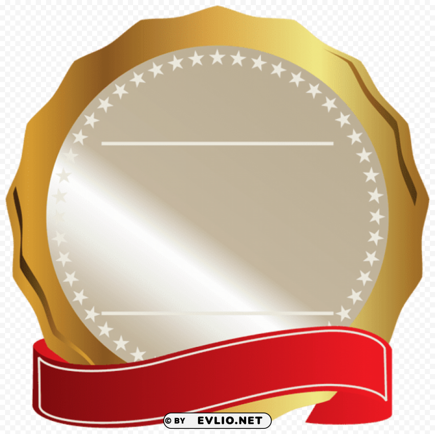 gold seal with red ribbon Isolated Graphic Element in Transparent PNG