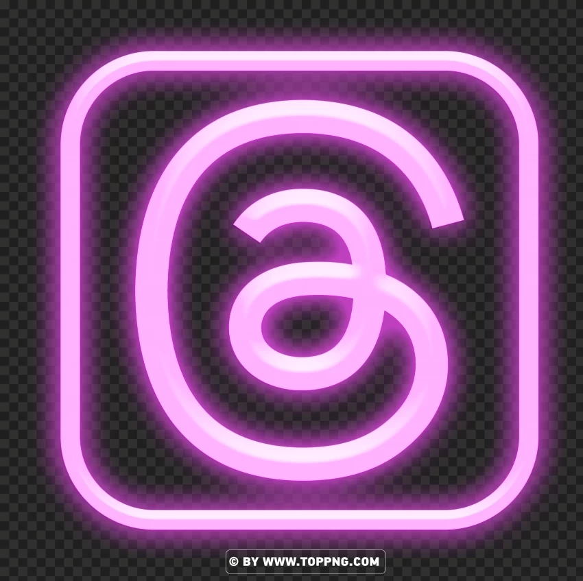HD Facebook Threads Instagram purple Neon App Logo Icon Isolated Graphic on Clear Background PNG