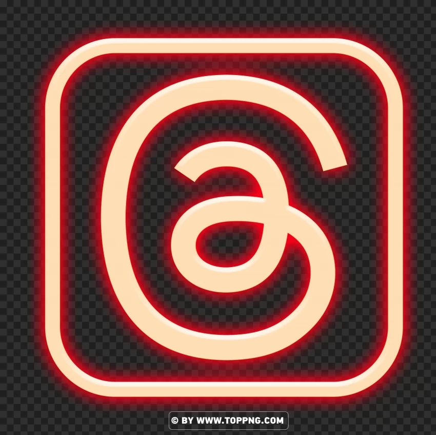 Red Neon Threads Social Media App Logo Icon Isolated Character with Transparent Background PNG